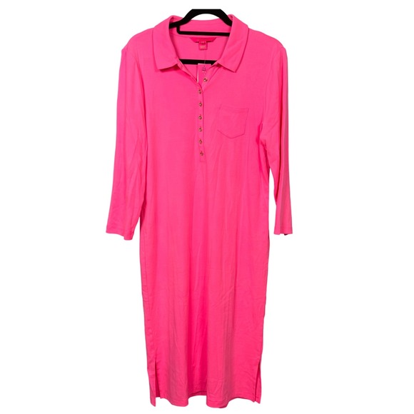 NWT Lilly Pulitzer Reema Roxie Hot Pink XL Polo Dress 3/4 Sleeve Preppy Coastal - Picture 3 of 16
